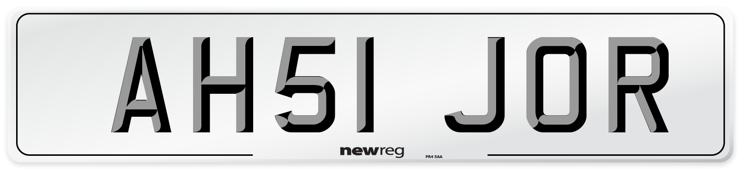 AH51 JOR Number Plate from New Reg